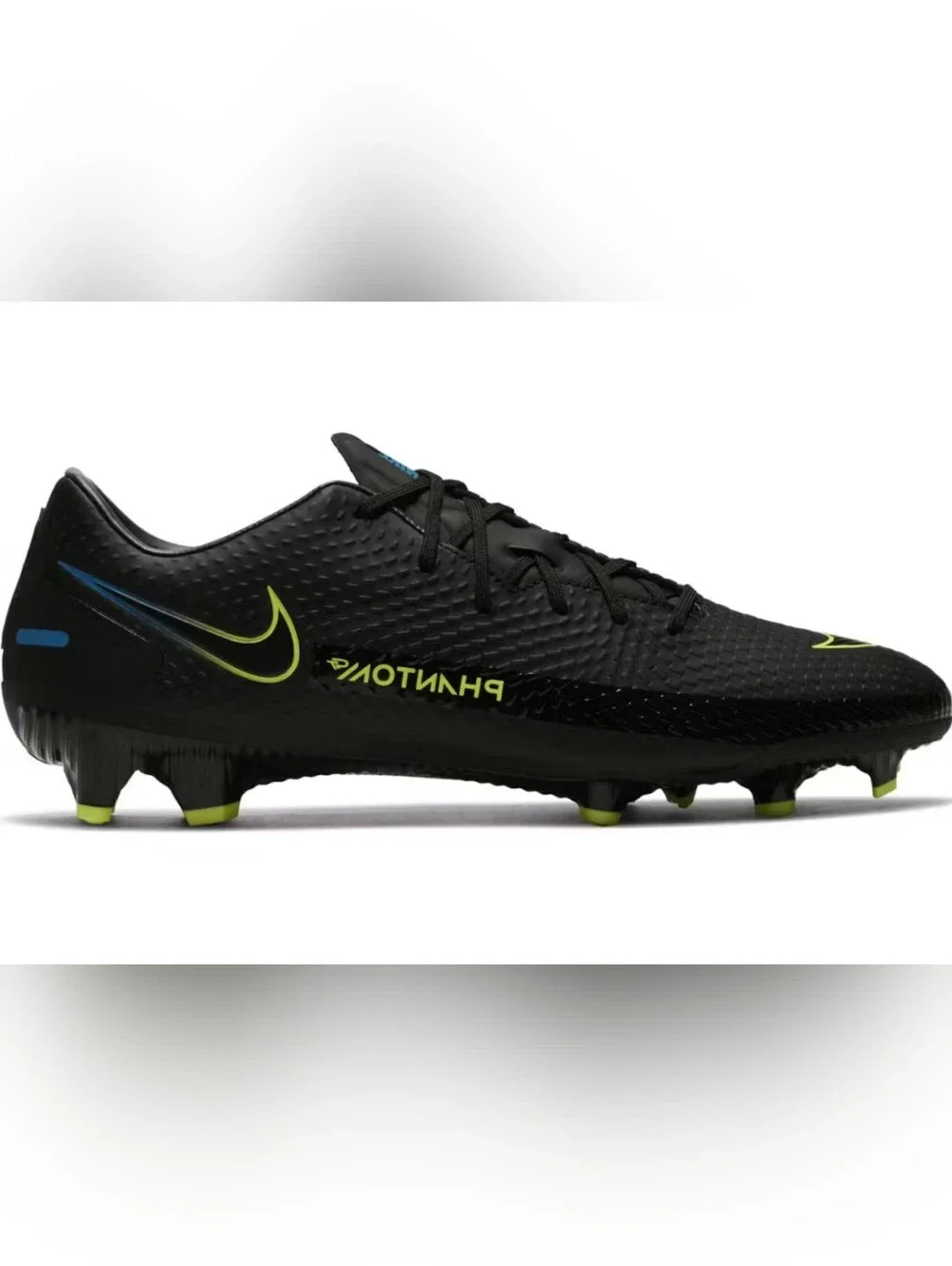 Nike Phantom Soccer Cleats - Black with Neon Yellow & Blue Mens 9.5